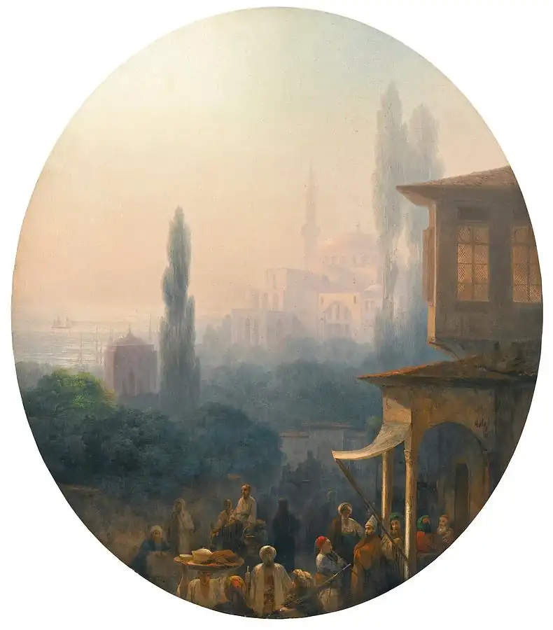 A Market Scene in Constantinople with the Hagia Sophia