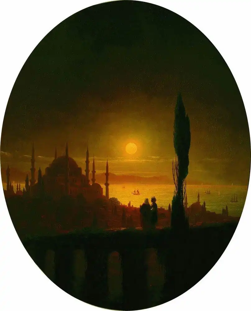 Moonlit night beside the sea