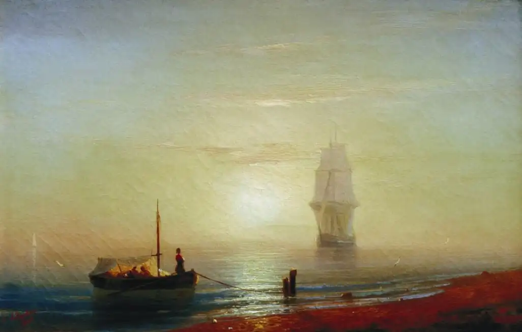 The sunset on sea