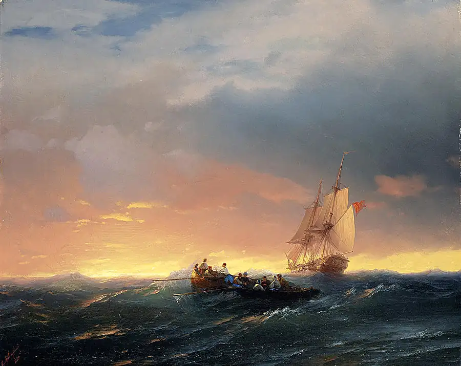 Vessels in a Swell at Sunset