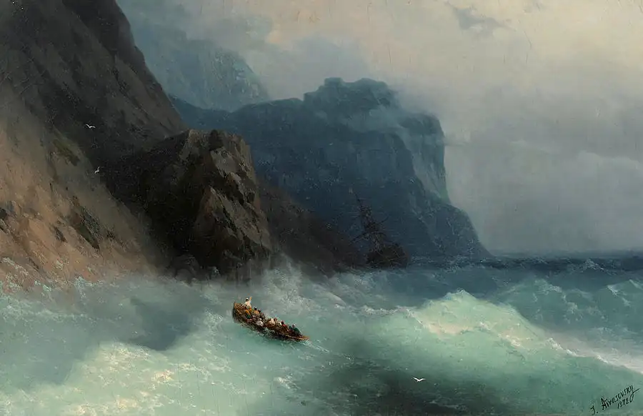 Shipwreck on a Rocky Shore