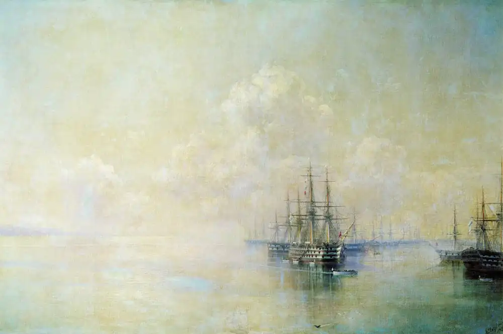 A squadron of the Black Sea Fleet before going on a raid on Sevastopol