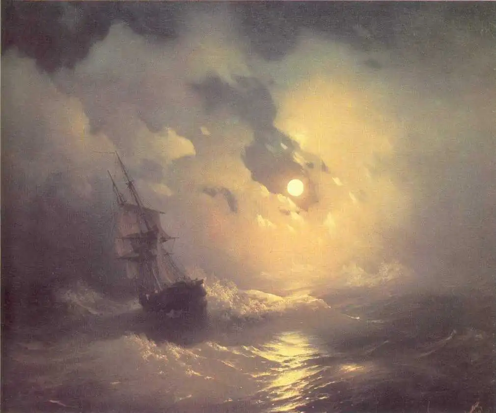 Буря на море ночью