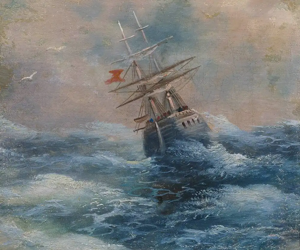Море с кораблем