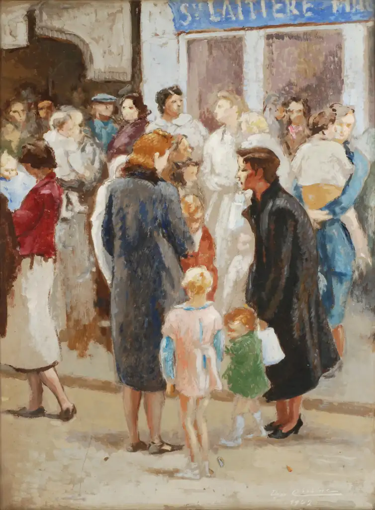 Paris Under Occupation, the Line for Milk