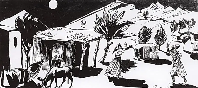 Illumination for the tale by Hovhannes Tumanyan 'Nazar the Brave'
