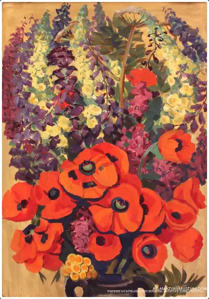 Tulips with yellow and violet flowers