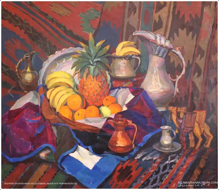 Still-life with eastern coppern dish