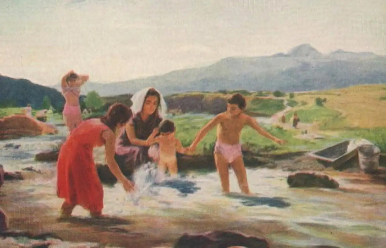 On the shore of the river